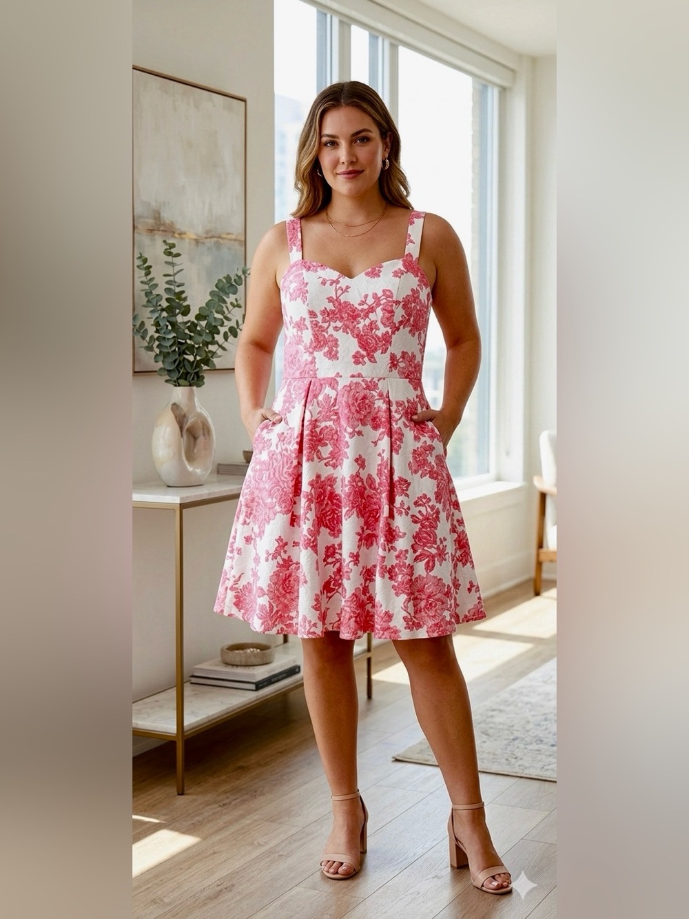 City Studio Floral Fit & Flare Mini Dress | Pink & White Cottagecore Aesthetic